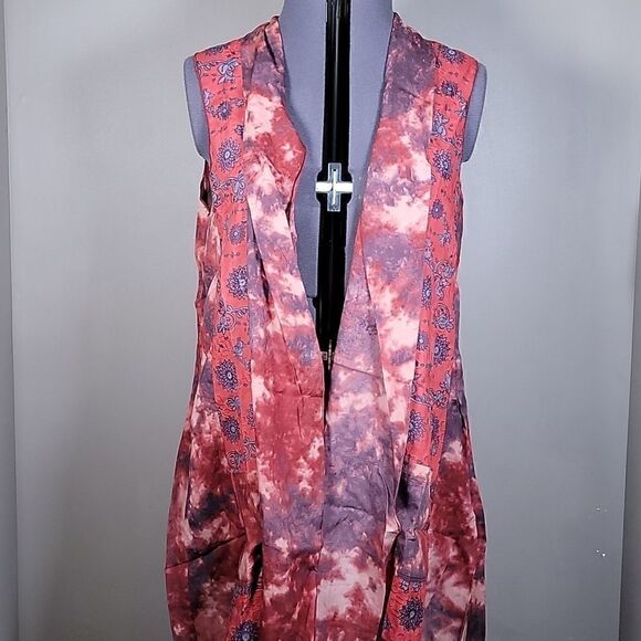 NWOT LOGO by Lori Goldstein Woven Tie-Dye Vest with Print Cotton Panels Sz M - Picture 3 of 12